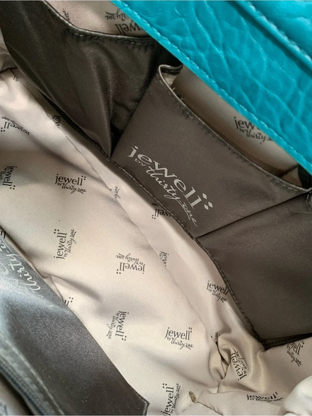 thirty-one jewel Teal Blue Textured Leather Shoulder Bag